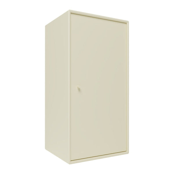 Plain beige storage cabinet with a smooth surface and minimalistic design. Ideal for various home or office settings.