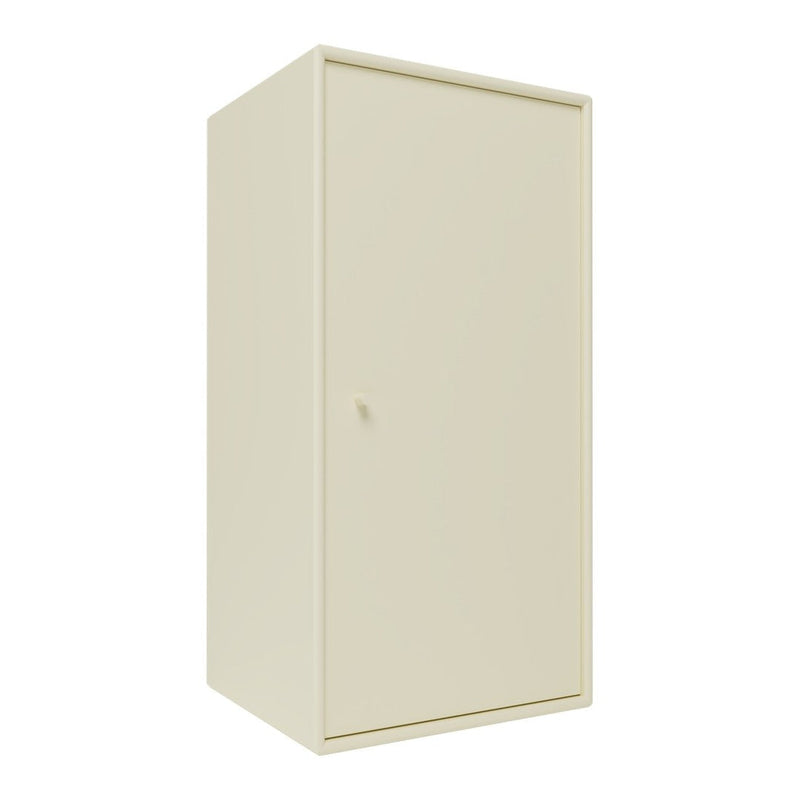 Plain beige storage cabinet with a smooth surface and minimalistic design. Ideal for various home or office settings.