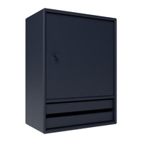 Stylish navy blue cabinet with a smooth, matte finish and minimalistic design. Perfect for modern decor.