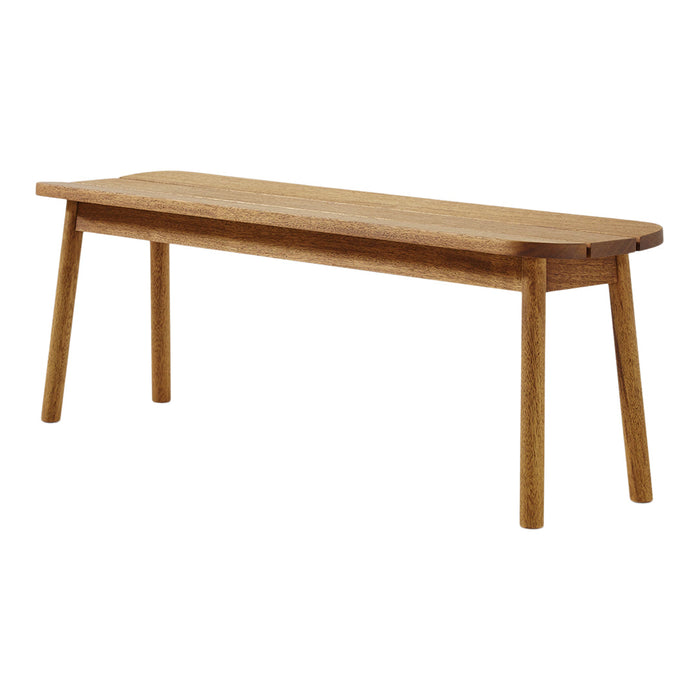 Natural wood bench with a warm oak finish and a smooth, simple design. Perfect for minimalist decor.