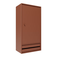 Rust-colored wardrobe with a smooth finish and minimalist design, featuring a single drawer at the bottom.