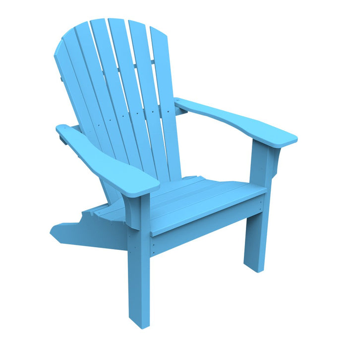 Light blue Adirondack chair with a classic slatted design, perfect for outdoor relaxation. Ideal for any patio or garden.