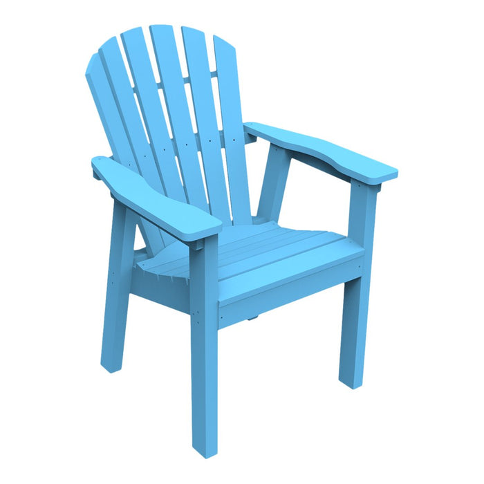 Bright blue Adirondack chair with a slatted design, perfect for outdoor relaxation.