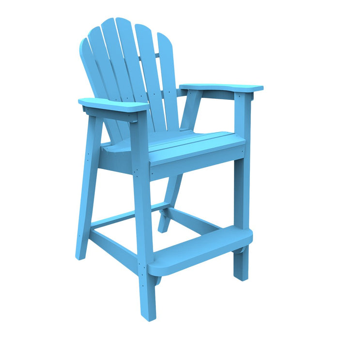 Adirondack chair in vibrant sky blue, featuring a classic slatted design and sturdy armrests. Perfect for outdoor use.