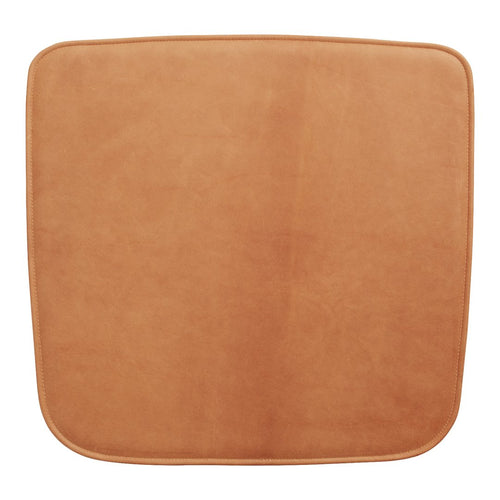 Brown square cushion with a smooth, matte finish and rounded corners, featuring a soft leather-like texture.