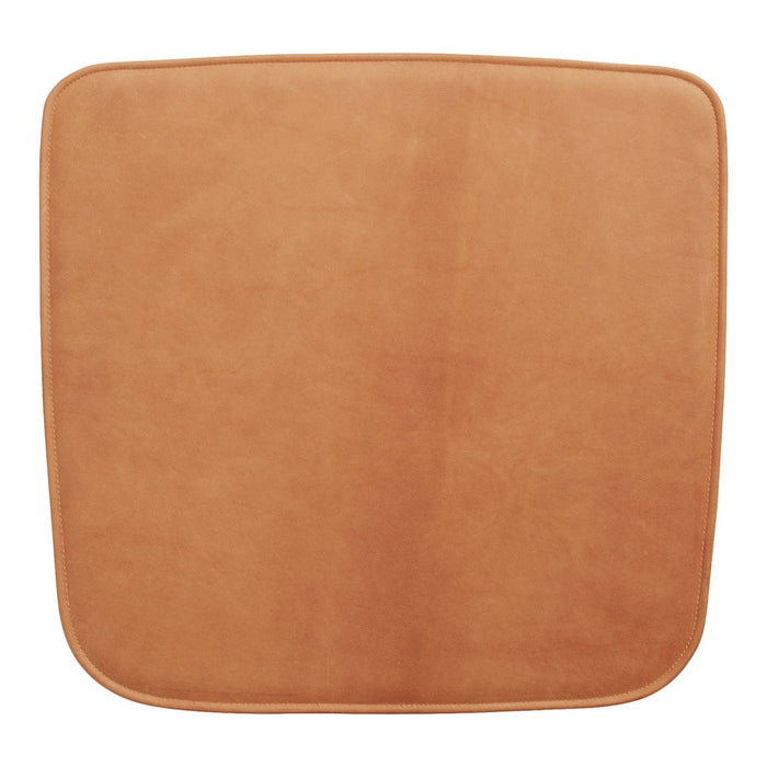 Brown square cushion with a smooth, matte finish and rounded corners, featuring a soft leather-like texture.