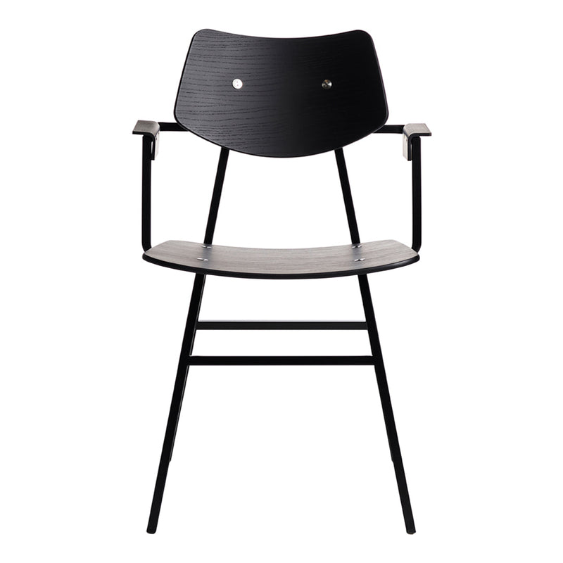 Black and gray wooden chair with a smooth finish and modern, minimalist design. Perfect for contemporary spaces.