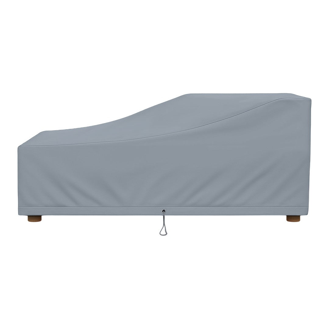 Light gray outdoor furniture cover with a simple, smooth design and a drawstring closure. Durable and weather-resistant.