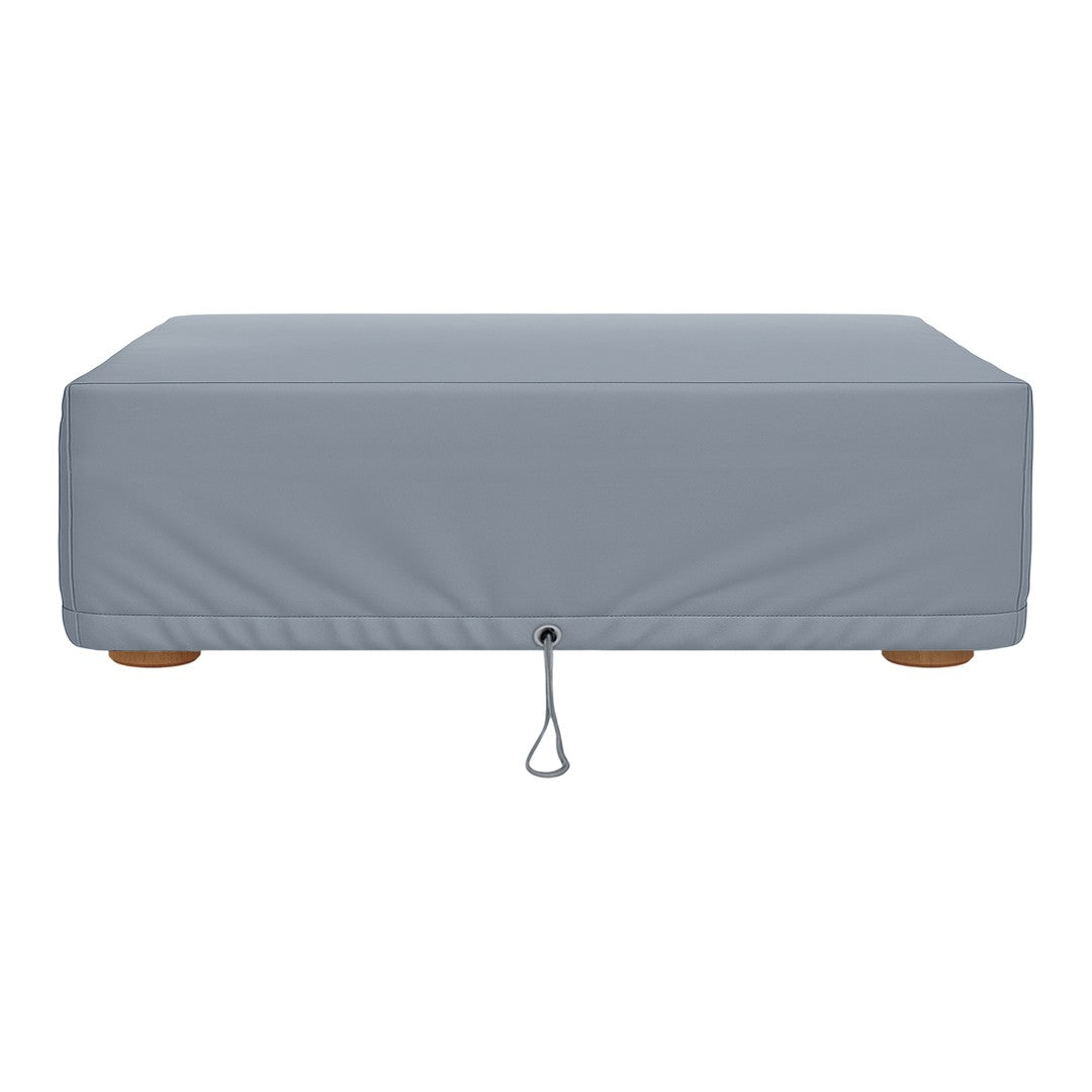Light gray outdoor furniture cover with a smooth, solid pattern, featuring a drawstring closure for secure fitting.