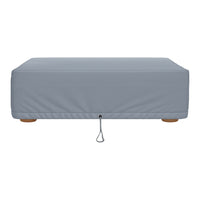 Light gray outdoor furniture cover with a smooth, solid pattern, featuring a drawstring closure for secure fitting.