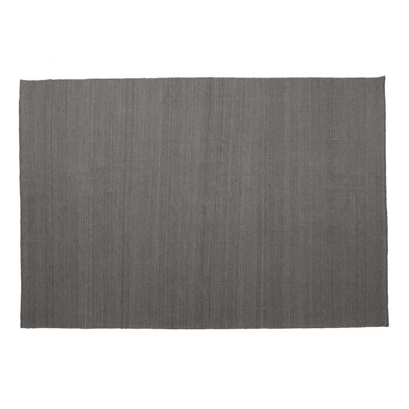 Grey rectangular area rug with a subtle textured pattern, ideal for modern decor.