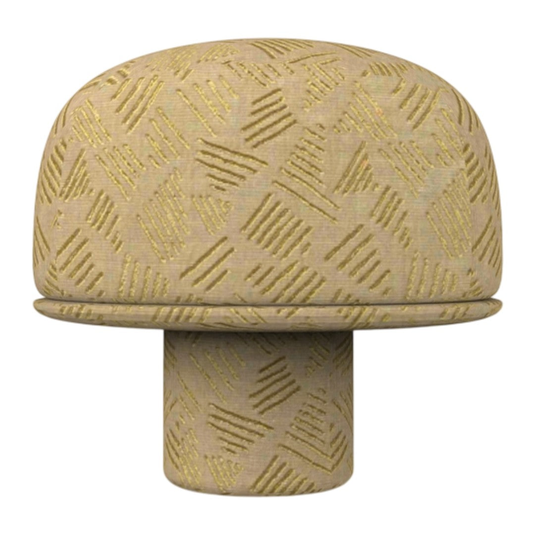 Beige decorative mushroom knob with subtle texture and golden geometric pattern. Ideal for stylish cabinetry accents.