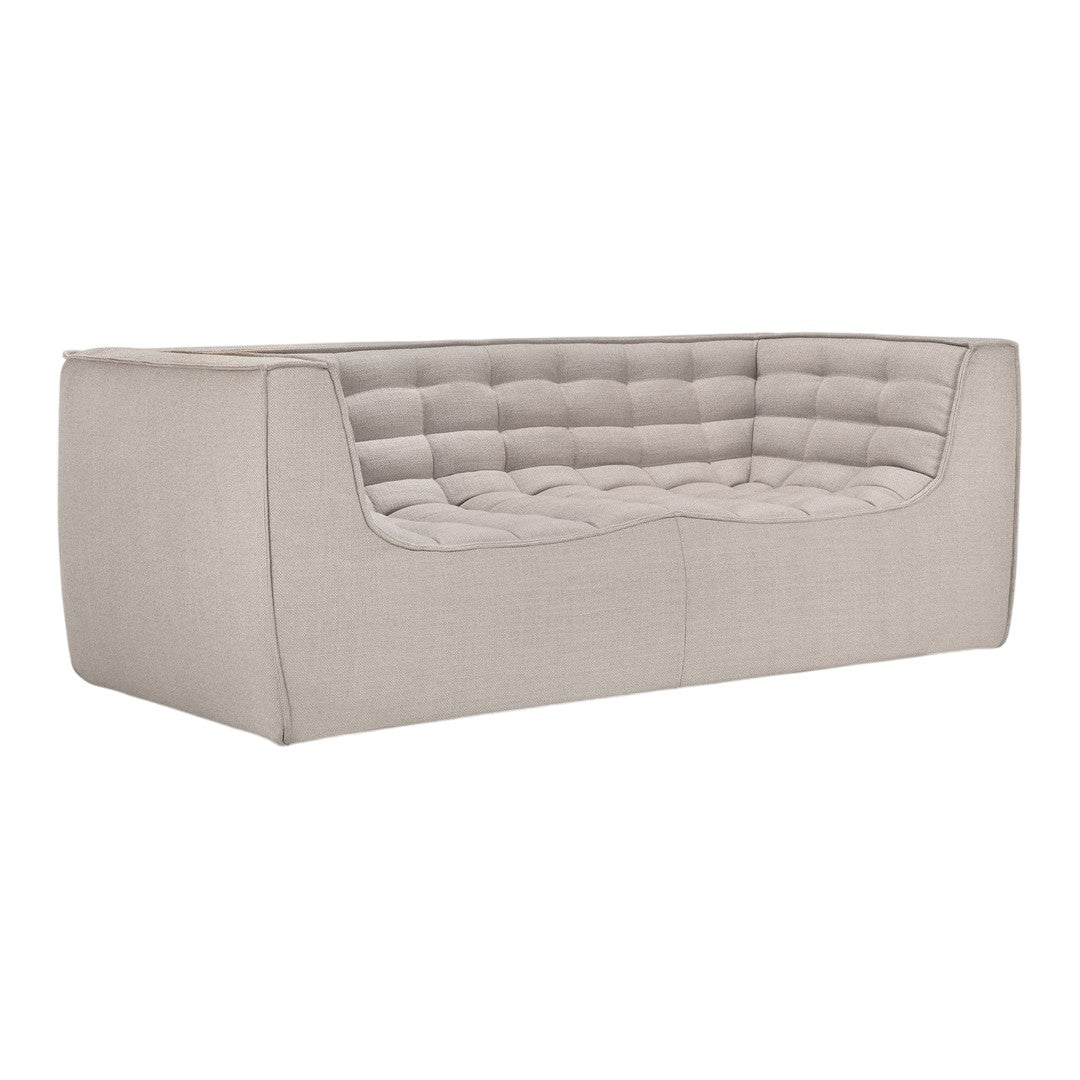 Light gray tufted sofa with a sleek, modern design and subtle texture, perfect for contemporary living spaces.