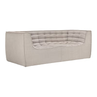 Light gray tufted sofa with a sleek, modern design and subtle texture, perfect for contemporary living spaces.