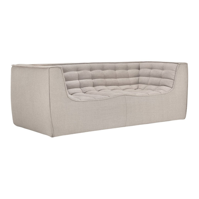 Light gray tufted sofa with a sleek, modern design and subtle texture, perfect for contemporary living spaces.