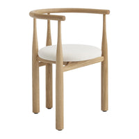 Wooden chair with a white cushion on a white background