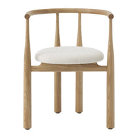 Wooden chair with a white cushion on a white background