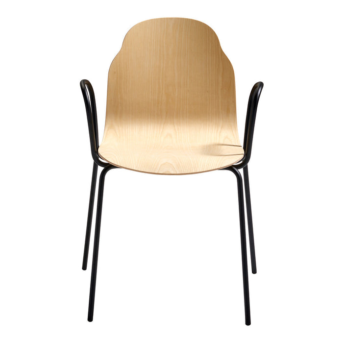 Light wood seat with smooth finish and sleek black metal legs. Minimalist design perfect for modern interiors.