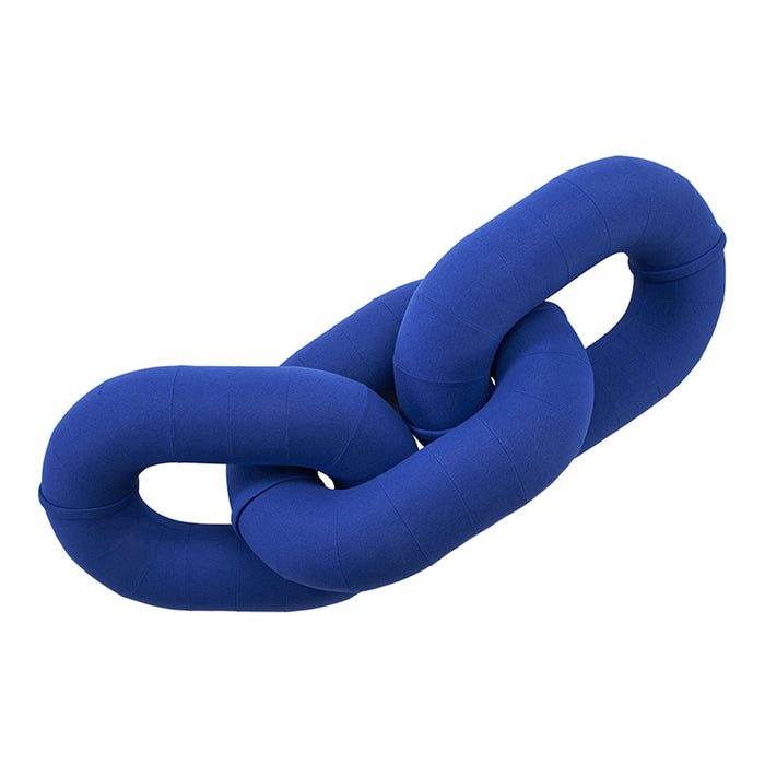Blue plush chain links in a smooth, soft texture, featuring a solid color with a contemporary design.