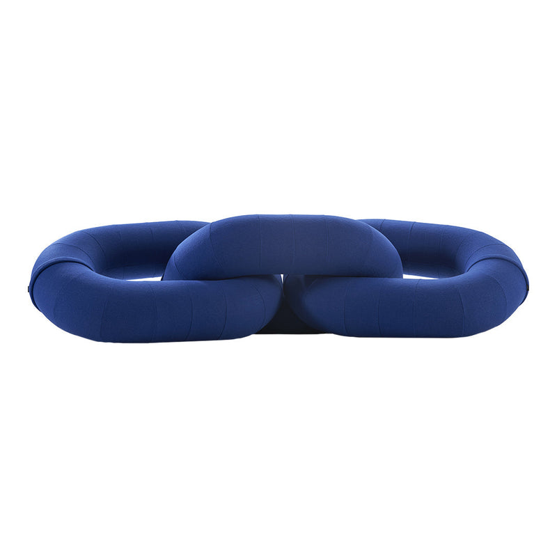 Navy blue, smooth fabric with a modern, minimalist design, featuring a continuous curved shape. Perfect for stylish decor.