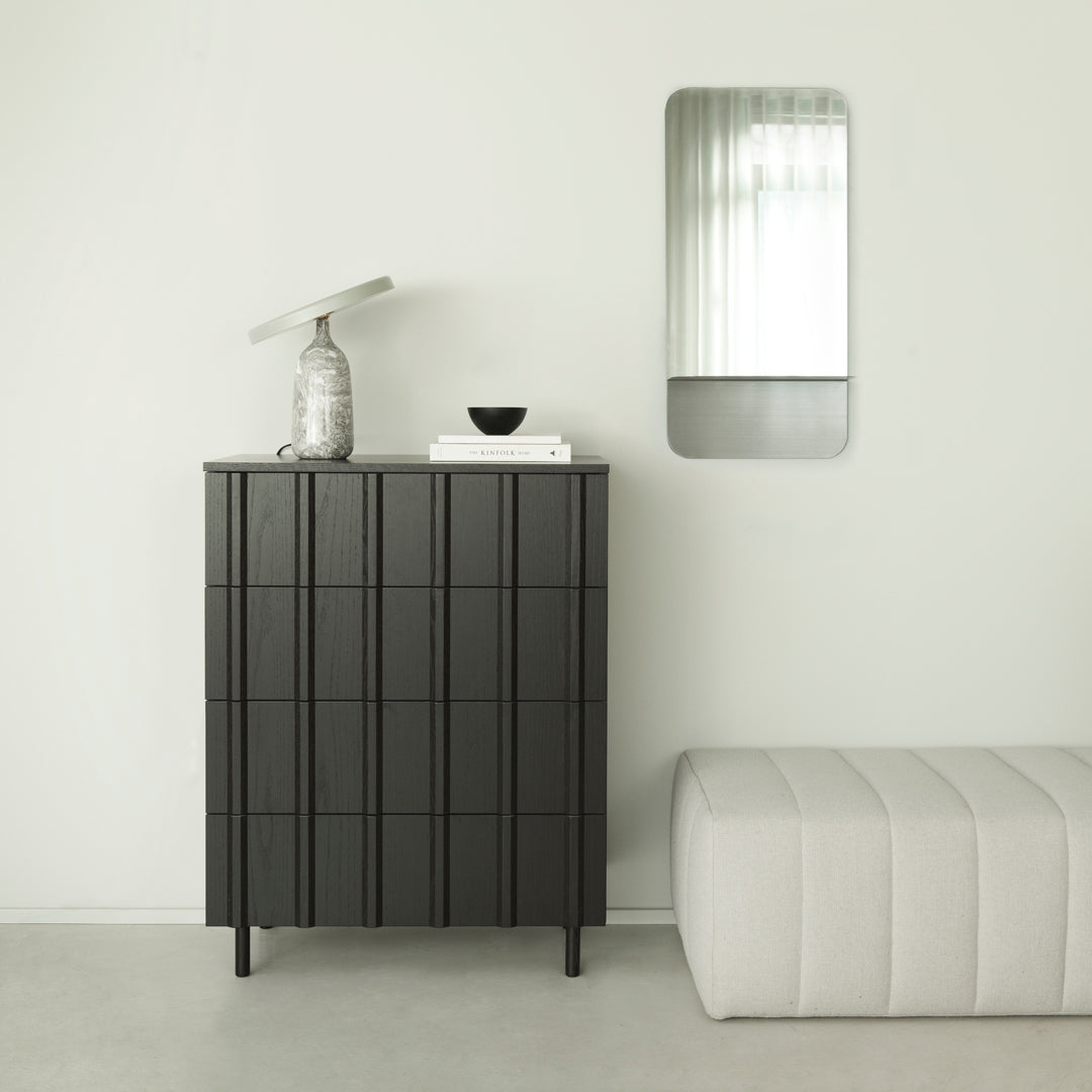 ribbed dresser Aupodin Modern 6-Drawer Dresser with Vertical Ribbed Drawers, Light Wood Bedroom Storage Unit with Gold Handles H0172