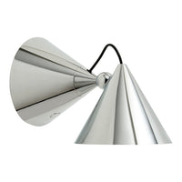 Sleek chrome wall lamp with a modern conical design and smooth metallic finish. Perfect for contemporary decor.