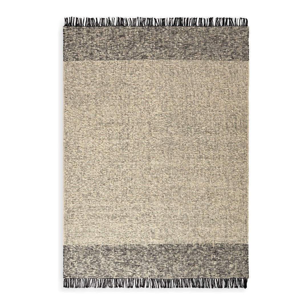 Beige and gray patterned throw blanket with fringe edges, featuring a soft, textured design. 