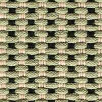 Green and beige woven pattern with alternating black accents, creating a textured and modern design.