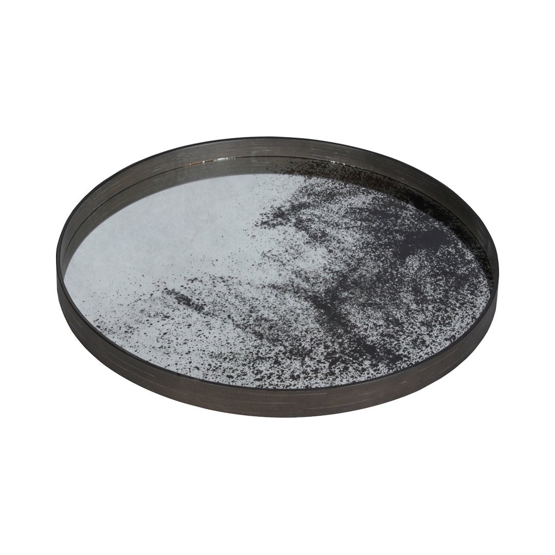 Round Tray - Large -Clear Mirror - Heavy Aged - Outlet