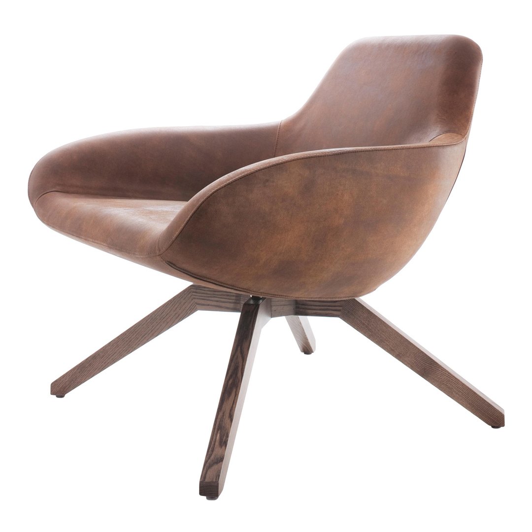 X Big Lounge Armchair - Wood Base