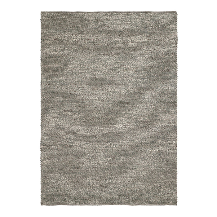 Textured gray area rug with subtle variations in tone and a minimalist design. Perfect for modern decor.