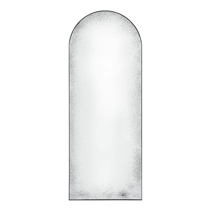 Arched white mirror with a minimalist design and silver border, adding elegance and simplicity to any space.