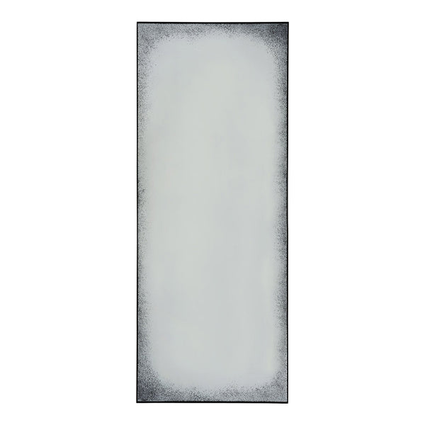 Elegant rectangular mirror with a subtle frosted white center and a dark, textured border. Perfect for modern decor.