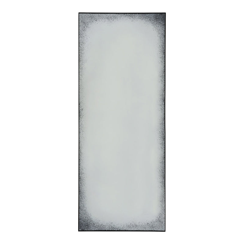 Elegant rectangular mirror with a subtle frosted white center and a dark, textured border. Perfect for modern decor.