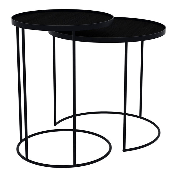 Ethnicraft Round Tray Side Table Set by Dawn Sweitzer Design Public