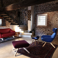 X Pouf - Wood Base - Upholstered