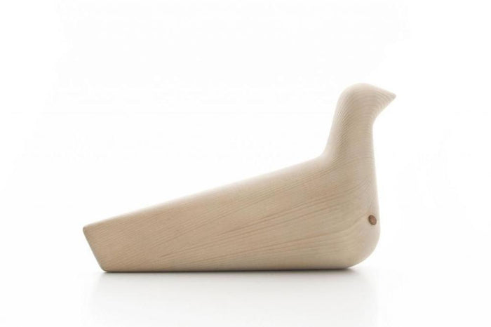 Natural wood bird figurine in a smooth, minimalist design with a light, unblemished finish. Perfect for home decor.