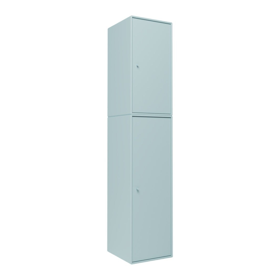 Tall, light blue metal cabinet with a smooth finish and no visible patterns. Ideal for minimalistic storage solutions.