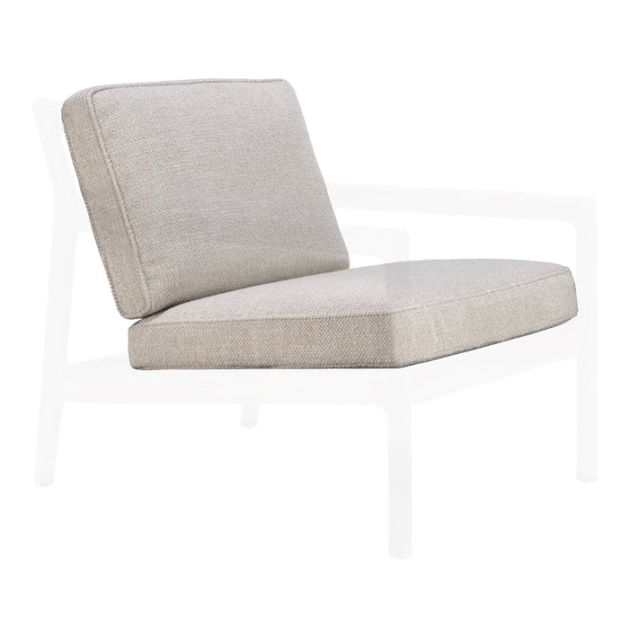Light gray outdoor lounge chair cushion with a subtle texture, designed for comfort and style.