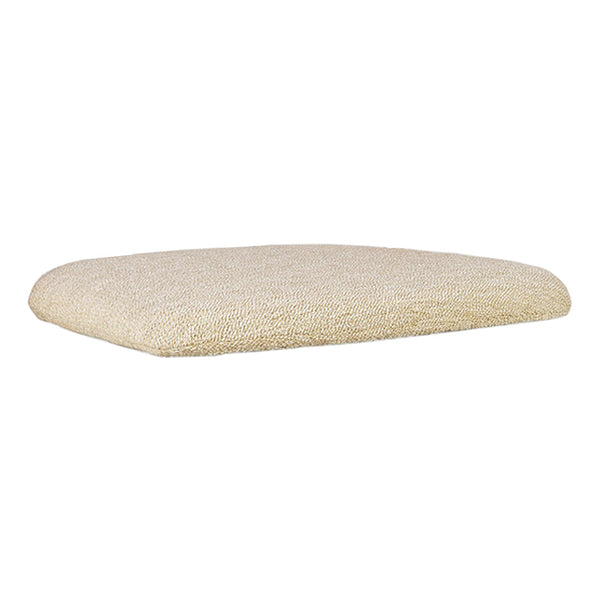 Beige cushion with a soft, textured surface, perfect for adding warmth to any space.