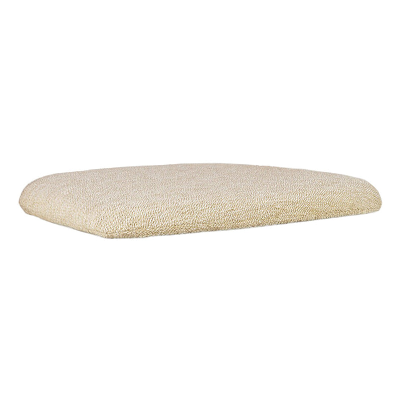 Beige cushion with a soft, textured surface, perfect for adding warmth to any space.