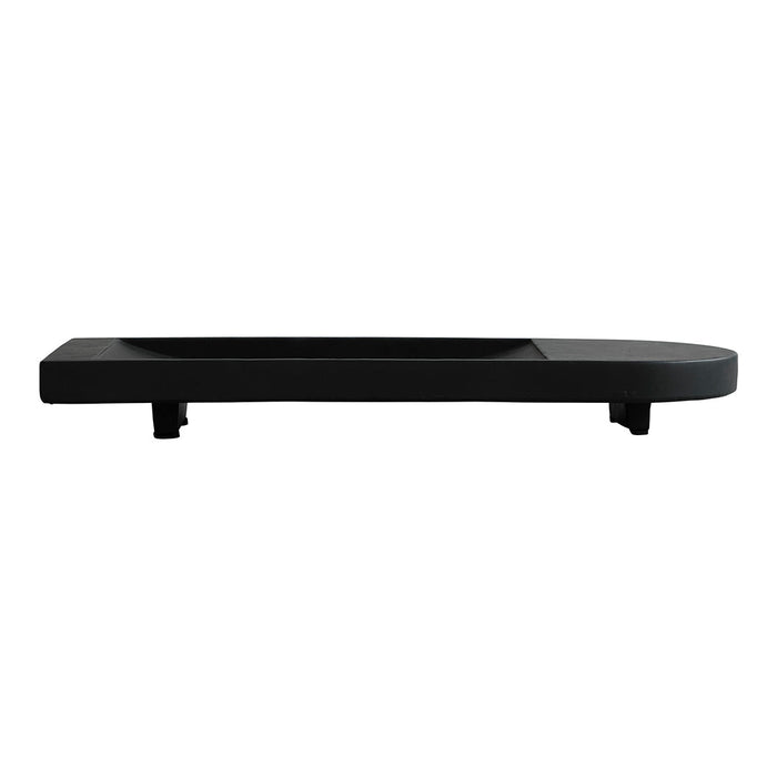 Black minimalist tray with a smooth, sleek surface and rounded edges, featuring a modern, elegant design.