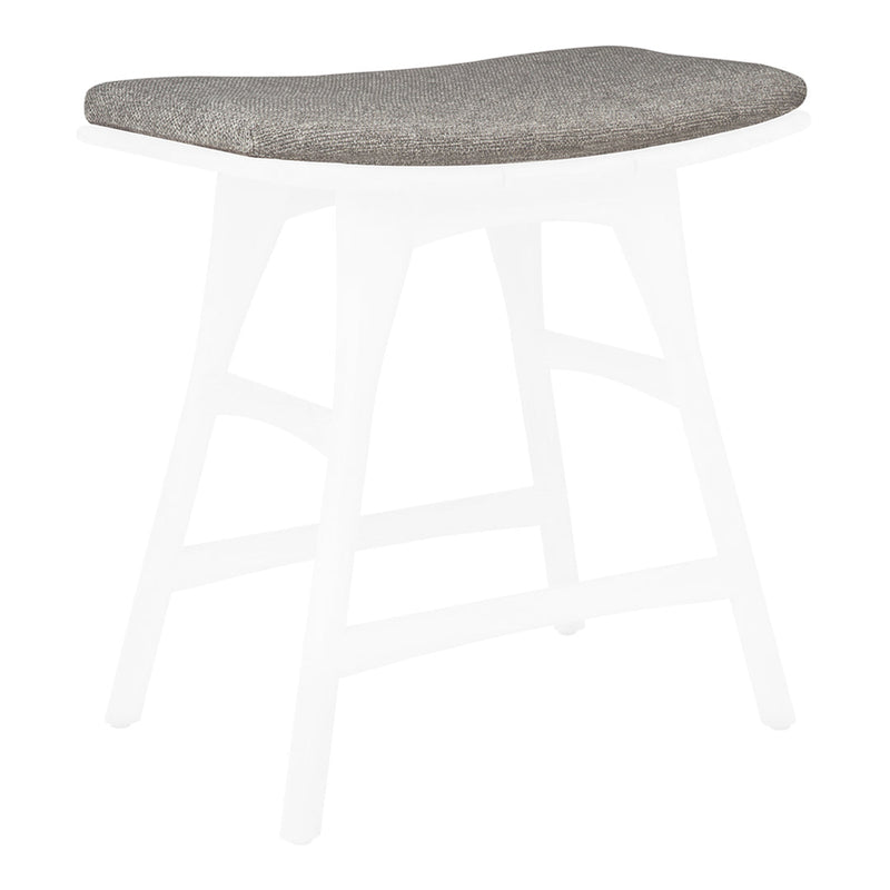 Gray textured seat stool with a natural wood frame, ideal for modern decor. Perfect for kitchens and dining areas.