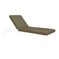 Olive green chaise lounge with a textured fabric pattern, featuring an adjustable backrest for comfort.