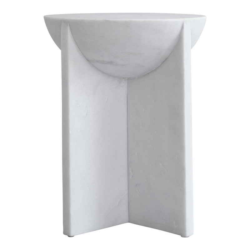 Sleek white pedestal table with smooth, minimalist design and subtle texture, perfect for modern decor.