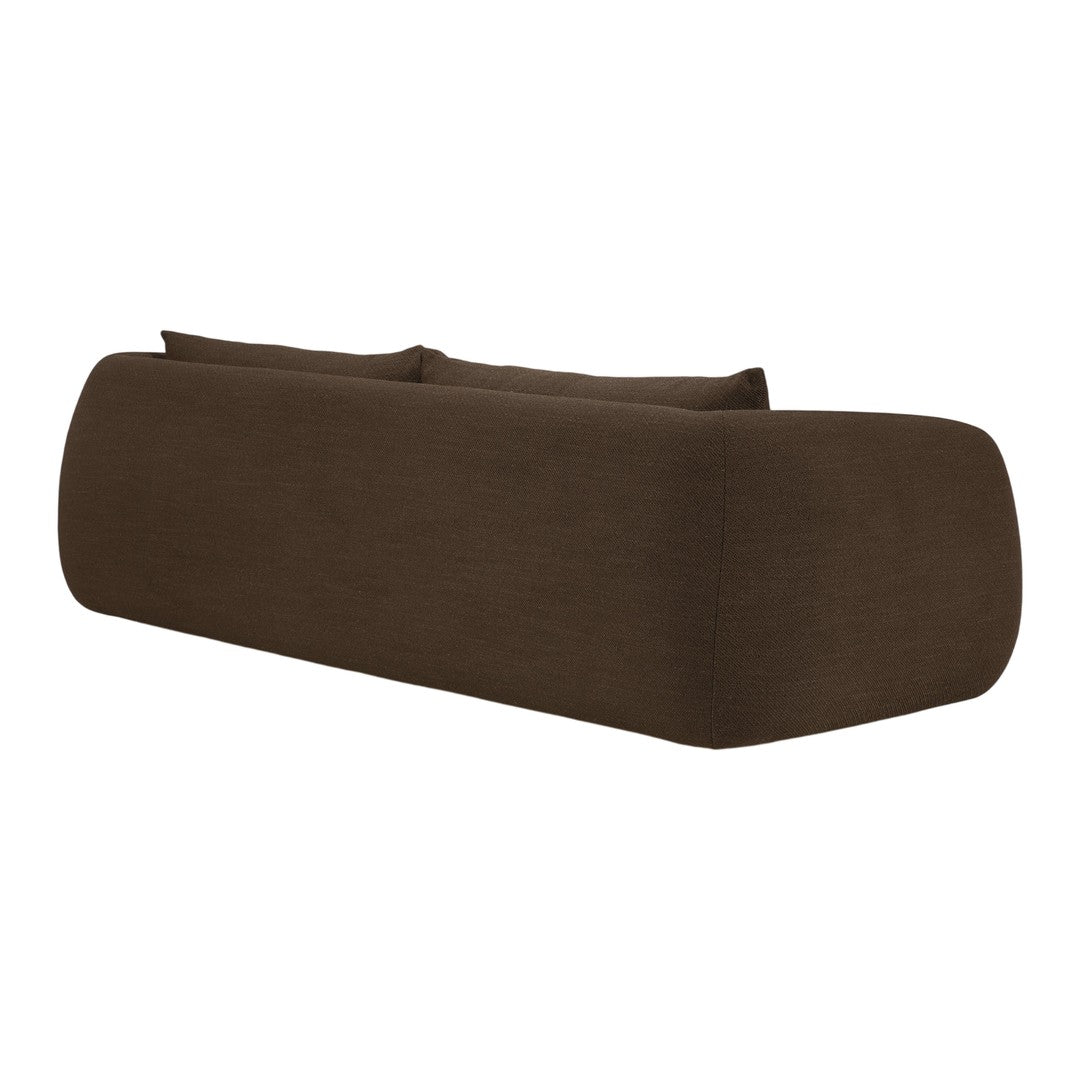 Brown textured sofa with a smooth, modern design, perfect for contemporary interior decor.