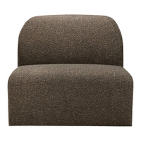 Brown textured lounge chair with a smooth, rounded silhouette. Ideal for modern, cozy interiors.