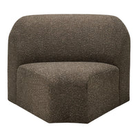 Textured brown upholstered chair with a modern hexagonal shape and soft, rounded edges.