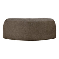 Textured brown upholstered bench with a curved design, ideal for modern decor and versatile styling.