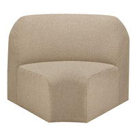 Beige upholstered chair with a smooth, modern design and subtle textured fabric. Perfect for any contemporary space.